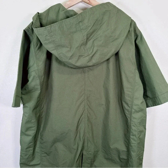 JNBY Hooded Cotton Green Army Full  Zip Short Sleeve Jacket - Picture 15 of 16